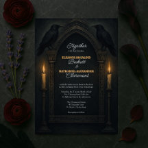 Gothic Raven Candlelight Arch Wedding Einladung