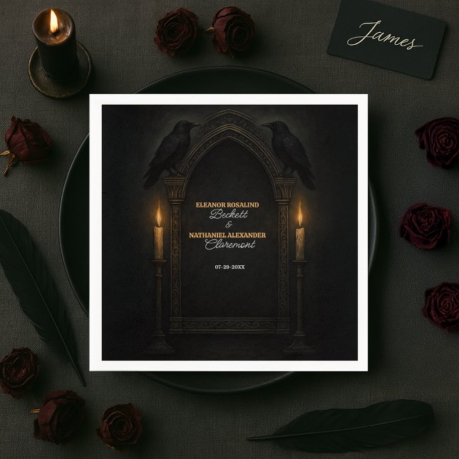 Gothic Raven Candlelight Arch Wedding Serviette (Von Creator hochgeladen)