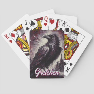 Gothic Raven Crow Bird Malerei Personalisiert Spielkarten