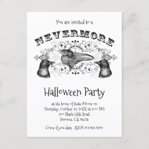 Gothic Raven Crows Halloween-Party Einladungspostkarte