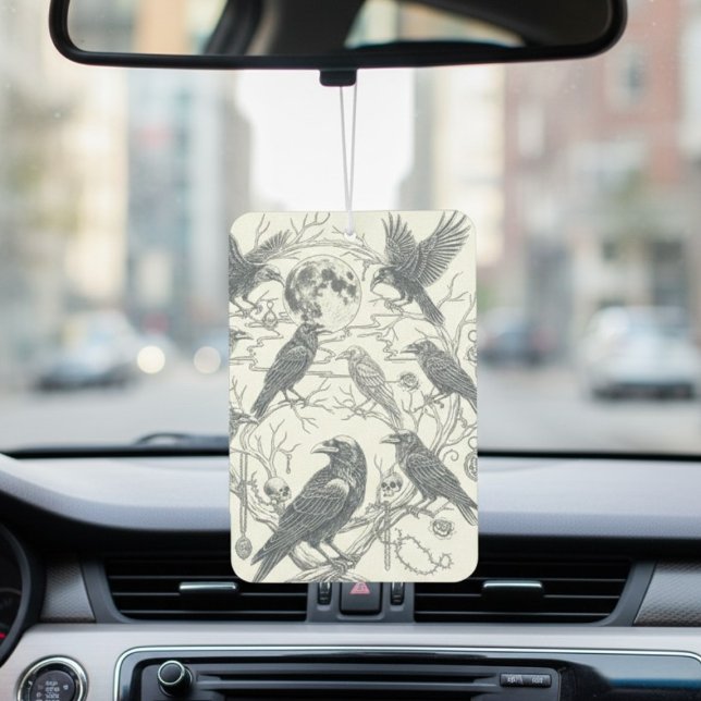 Gothic Raven Dark Academia Autolufterfrischer (Raven and moon air freshener)