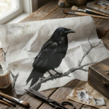 Gothic Raven Dark Academia Dekoratives Papier zum 