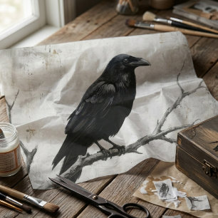 Gothic Raven Dark Academia Dekoratives Papier zum 