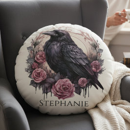 Gothic Raven Dark Academia Home Decor Accent Rundes Kissen