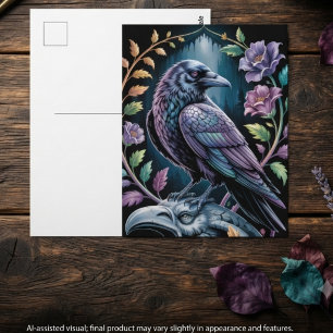 Gothic Raven Dark Academia Mystisch Postkarte
