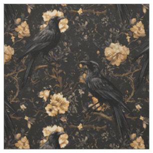 Gothic Raven Floral Krähe Stoff