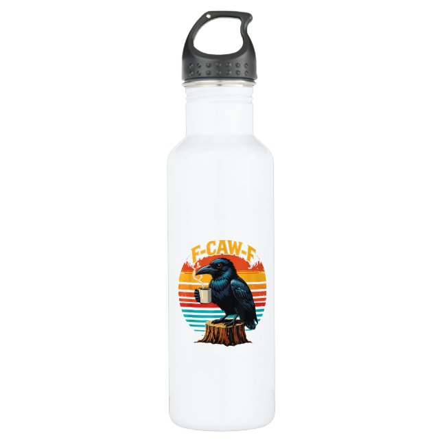 Gothic Raven Funny Halloween F Caw F Coffee Edelstahlflasche (Vorderseite)