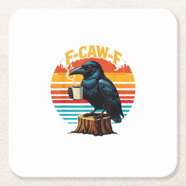 Gothic Raven Funny Halloween F Caw F Coffee Rechteckiger Pappuntersetzer (Vorderseite)