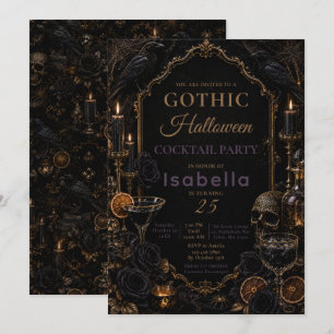 Gothic Raven Halloween-Party Einladung