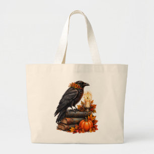 Gothic Raven Kürbis Halloween Bücher Jumbo Stoffbeutel