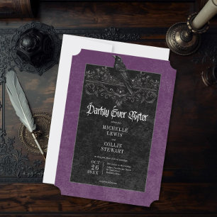 Gothic Raven Lila Dunkle Ewigkeit Hochzeit Einladung