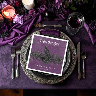Gothic Raven Lila Dunkle Ewigkeit Hochzeit Serviette