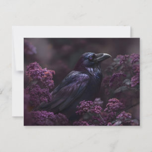 Gothic Raven Lila Foliage Postkarte