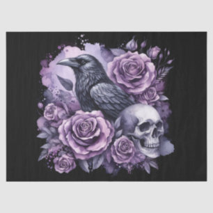 Gothic Raven Lila Rose Skull Decoupage Seidenpapier