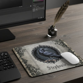 Gothic Raven mit Namen Mousepad