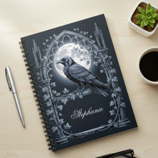 Gothic Raven Mond Dunkle Akademie Notizblock