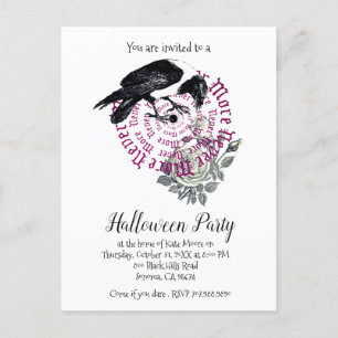 Gothic Raven nie mehr Halloween-Party Einladung