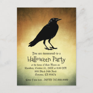 Gothic Raven nie mehr Halloween-Party Einladungspostkarte