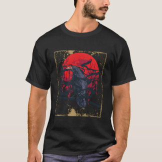 Gothic Raven Red Moon Black Crow T-Shirt