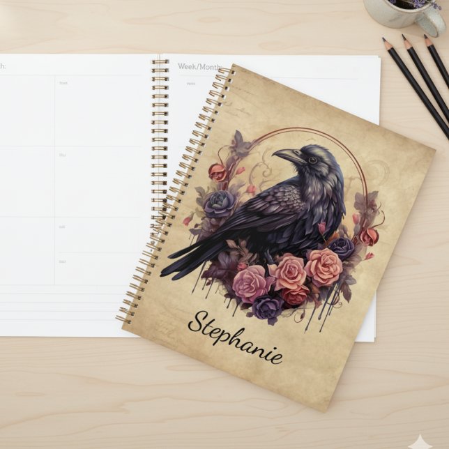 Gothic Raven Rose Dark Academia Planer (Gothic raven daily planner)