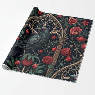 Gothic Raven Roses Verzierung Muster Geschenkpapier