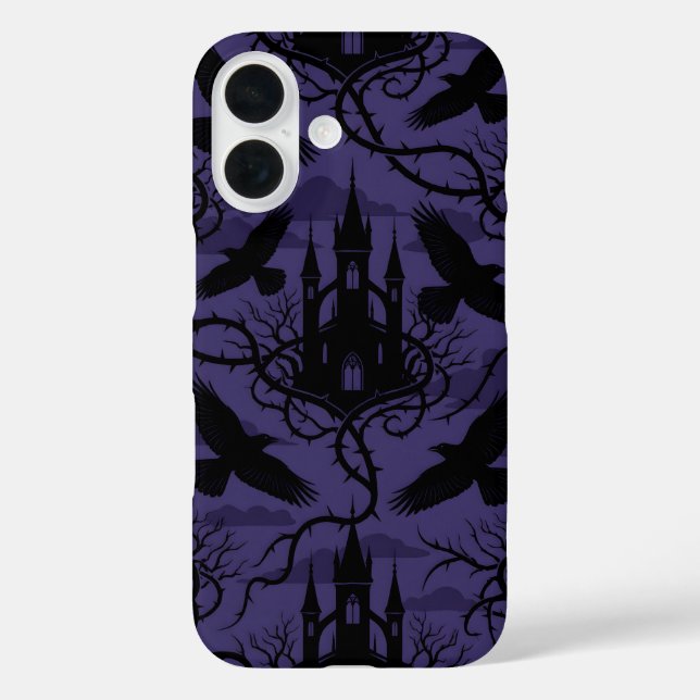 Gothic Raven & Thorn Castle Pattern Phone Case (Rückseite)