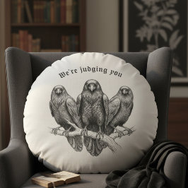 Gothic Raven Trio Urteilende Dunkle Akademie Rundes Kissen