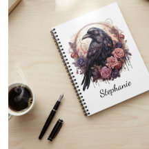 Gothic Raven Vintage Pink Floral Dark Academia