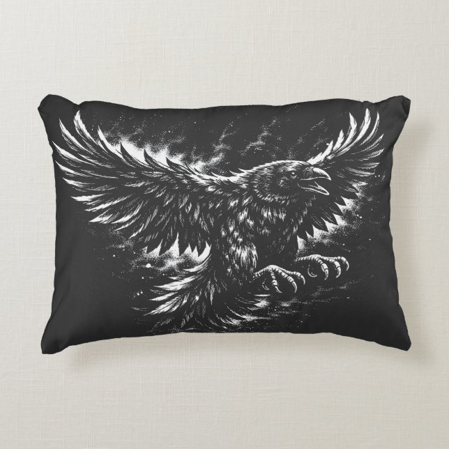 Gothic Raven – von BurnsInHell Dekokissen (Vorderseite)