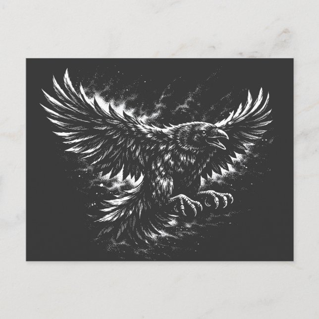 Gothic Raven – von BurnsInHell Postkarte (Vorderseite)