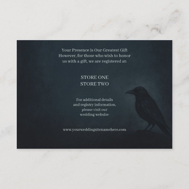 Gothic Raven Wedding Detail-Abschlusskarte Begleitkarte (Rückseite)