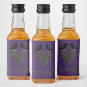 Gothic Ravens und Black Heart Alkoholflaschenetikett