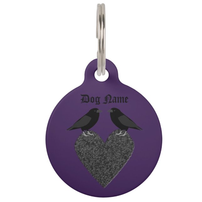 Gothic Ravens und Black Heart Custom Haustiermarke (Vorderseite)