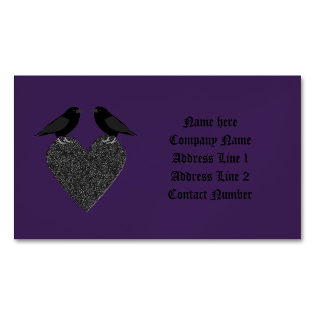 Gothic Ravens und Black Heart Custom Magnetische Visitenkarte (Vorderseite)