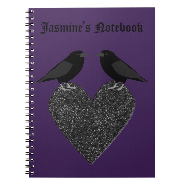 Gothic Ravens und Black Heart Custom Notizblock (Vorderseite)
