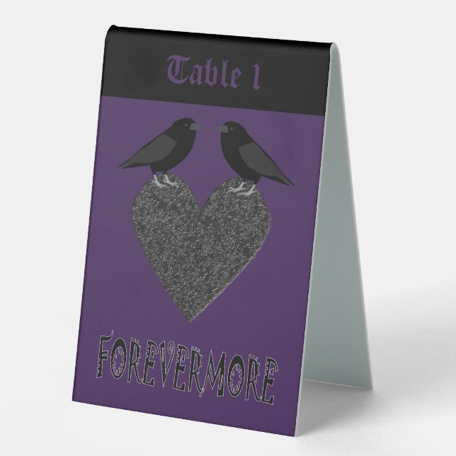 Gothic Ravens und Black Heart Custom Tischaufsteller (Vorderseite)