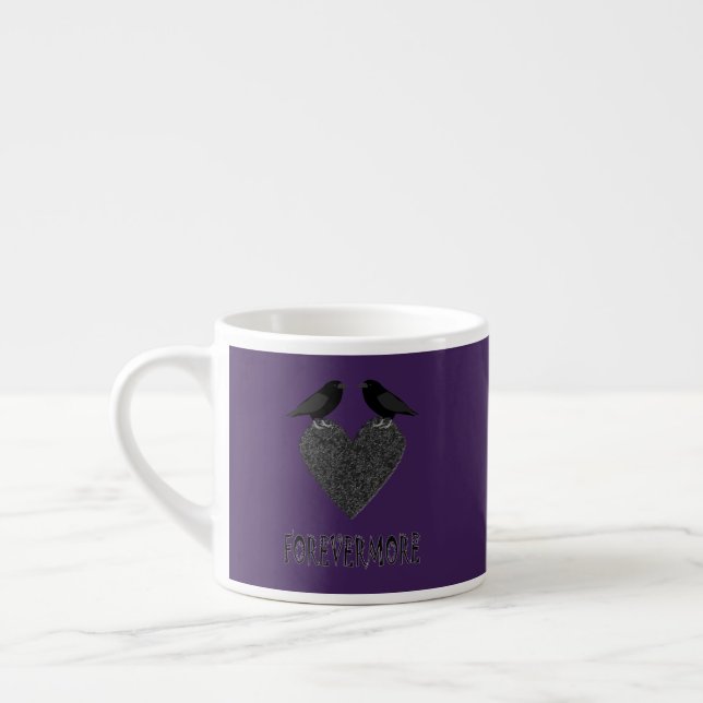 Gothic Ravens und Black Heart Espressotasse (Links)