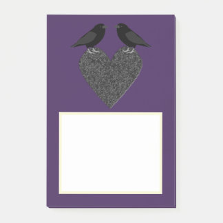 Gothic Ravens und Black Heart Post-it Klebezettel