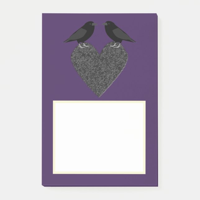 Gothic Ravens und Black Heart Post-it Klebezettel (Vorderseite)