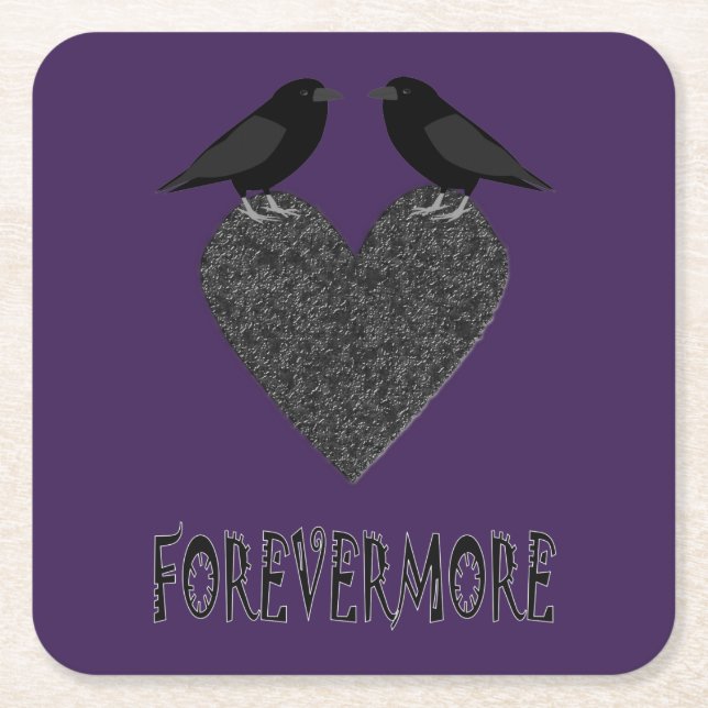 Gothic Ravens und Black Heart Rechteckiger Pappuntersetzer (Vorderseite)