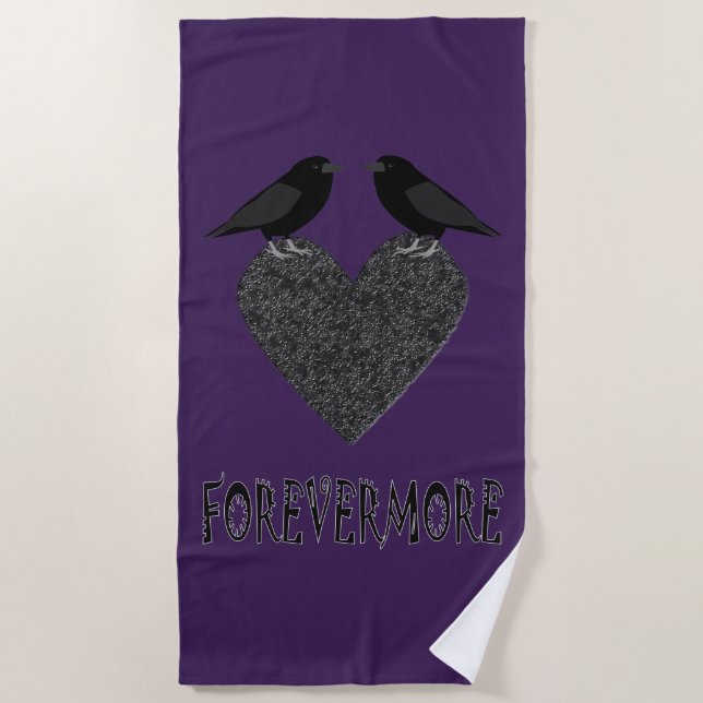 Gothic Ravens und Black Heart Strandtuch (Vorderseite)