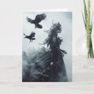 Gothic Ravens und Goddess Halloween Gruß Karte