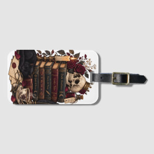 Gothic Reader Literarischer Bücherwurm Schädel und Gepäckanhänger