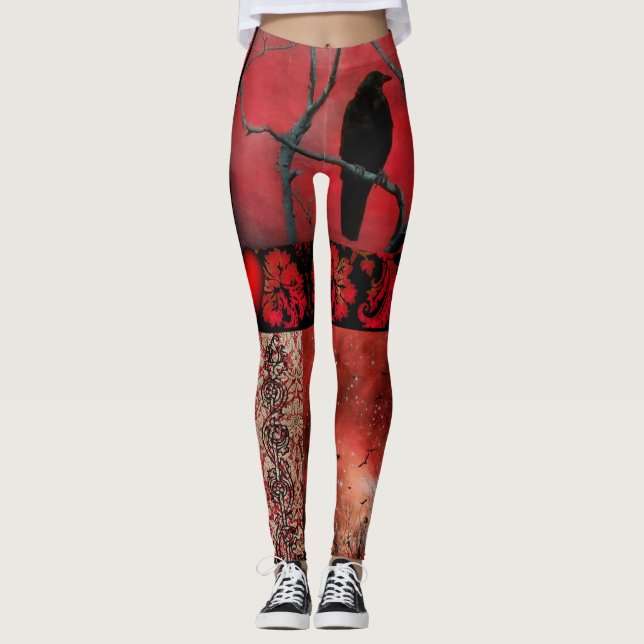 Gothic Red All-Over-Print Leggings (Vorderseite)