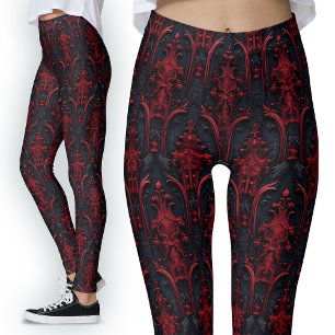 Gothic Red and Black 3D Effect Dunkle Mode Leggings