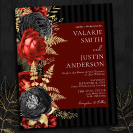 Gothic Red and Black Floral Wedding All in One Flyer