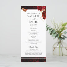 Gothic Red and Black Floral Wedding Program