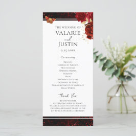 Gothic Red and Black Floral Wedding Program Programm