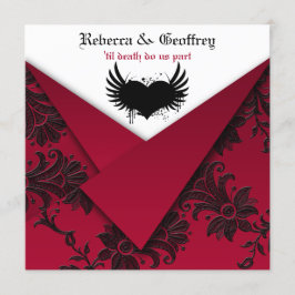 Gothic Red and Black Wedding Einladung