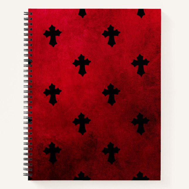 Gothic Red & Black Crosses Notizbuch (Vorderseite)